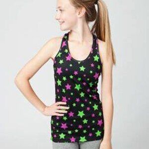 Ivivva Girl by Lululemon 🍋  Keep Ur Cool Racer Tank Top pink black stars size 8